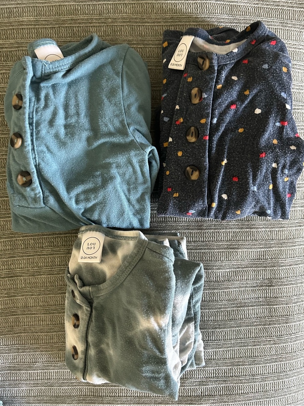 Lou Lou & Company Kids Matching Sets in Teal, Navy with Multicolor Dots
